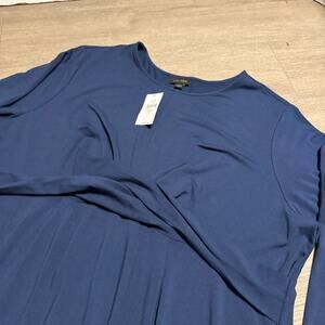 J Jill Wherever Collection A-Line Dress 3X Blue Knit Long Sleeve NWT Comfort Fit